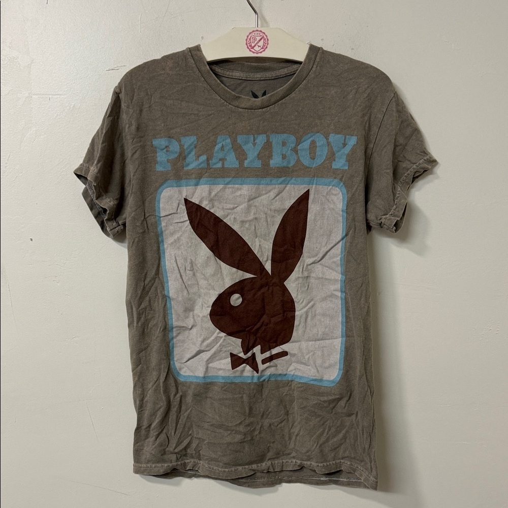 PLAYBOY Brown and Blue Graphic Tee